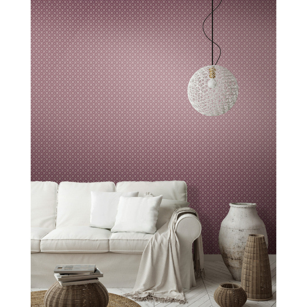 Fretwork Wallpaper, Aubergine