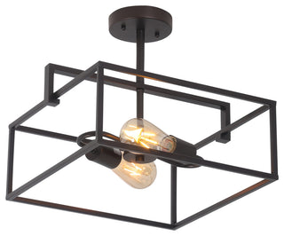Chloe Lighting Nolan Farmhouse 2-Light Black Square Semi-Flush Pendant