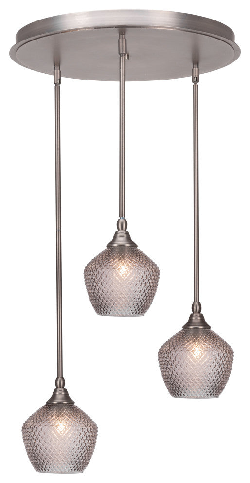 Empire 3-Light Cluster Pendalier, Brushed Nickel/Smoke Textured