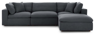 Commix Down Filled Overstuffed 4 Piece Sectional Sofa Set, Gray