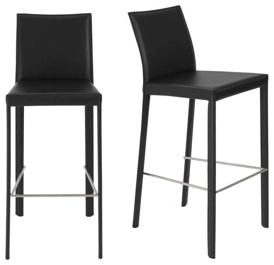 Set of Two 30" Steel Low Back Bar Height Bar Chairs