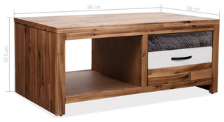 vidaXL Coffee Table End Table Accent Sofa Table Solid Wood Acacia 35.4 Inch