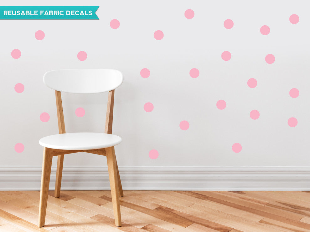 Polka Dot Fabric Wall Decals, Set of 48, 2" Polka Dots, Pink