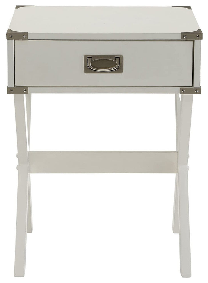Side Table with a Drawer, White