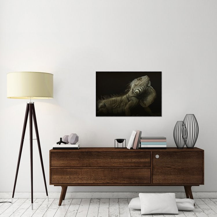"Iguana Profile" Framed Canvas Giclee by Aleksandar Milosavljevic, 37x25"