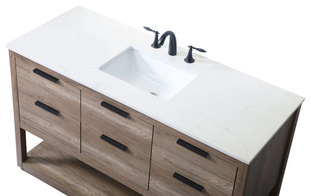 Louie 54" SIngle Bathroom Vanity, Natural Oak