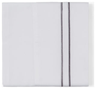 350 TC White Sheet Set With Gray Stripe Embroidery, Queen