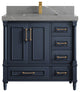 Aberdeen 36 Center Sink Bath Vanity in Hale Navy Blue  2" Piatra Gray