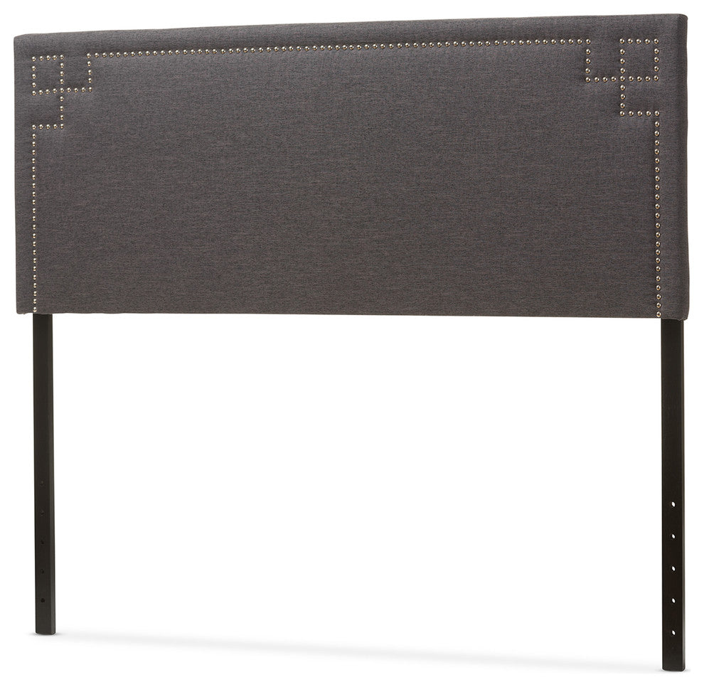 Geneva Modern Dark Gray Fabric Upholstered Queen Size Headboard