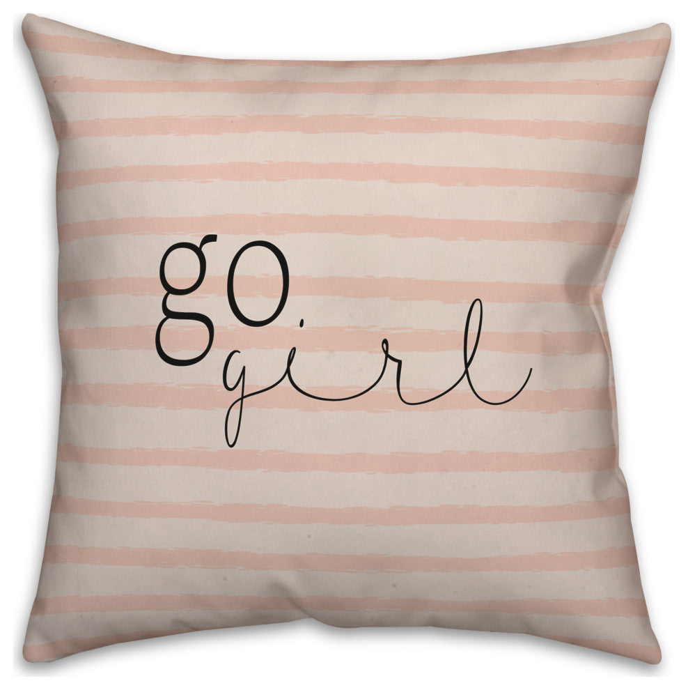 Go Girl Stripes 18x18 Spun Poly Pillow