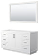 60" Single Bathroom Vanity, White, No Countertop, Nickel Trim, 58" Mirror