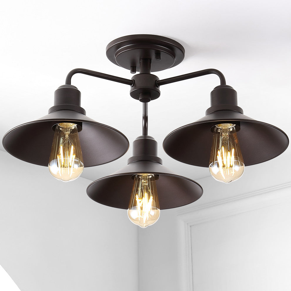 Calvin 18.5" 3-Light Iron LED Pendant, Oil Rubbed Bronze