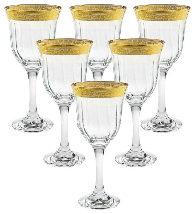 Red Wine Set of 6 Melania Collection Gold