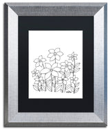KCDoodleArt 'Simple Flower Doodle 1' Art, Silver Frame, Black Matte, 11"x14"