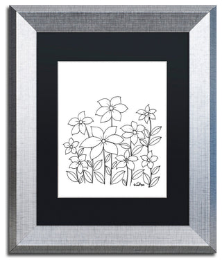 KCDoodleArt 'Simple Flower Doodle 1' Art, Silver Frame, Black Matte, 11"x14"