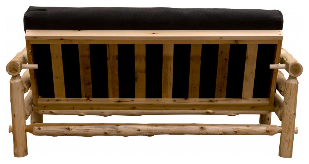 HomeRoots Authentic Log Cabin Natural Cedar Futon