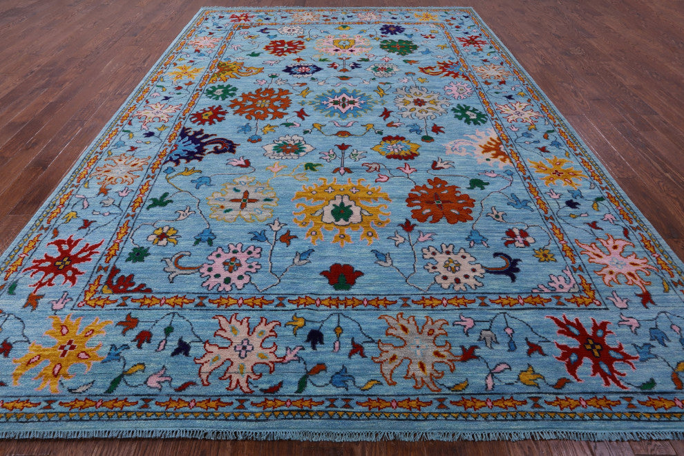 9' 10" X 14' 2" Hand Knotted Turkish Oushak Wool Rug - Q13478