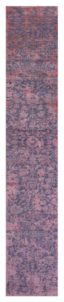 Runner Modern Hand-Knotted Wool & Silk Rug 2' 7" X 14' 9" - Q15767