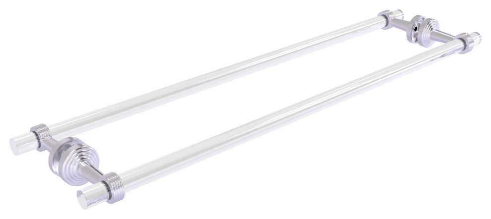 Pacific Beach 30" Groovy Back to Back Shower Door Towel Bar, Satin Chrome