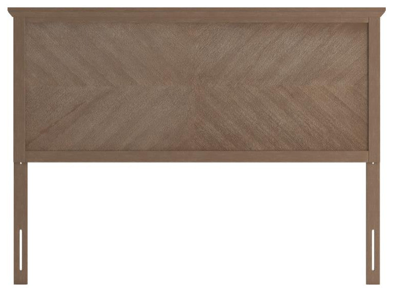 Fiona Herring Bone Wooden Adj. Headboard for Metal Bed Frames, Light Brown-Queen