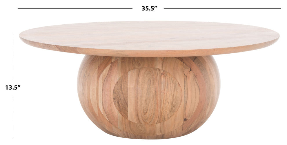 Safavieh Couture Gabribella Round Wood Coffee Table, Natural