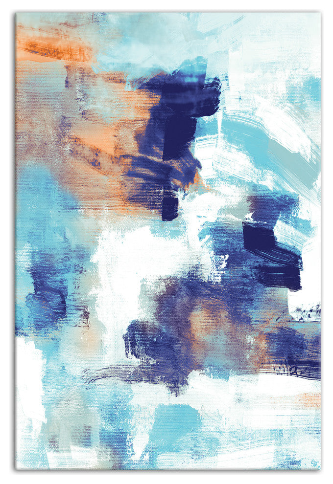Blue and Orange Brush Strokes 12x18 Canvas Wall Art