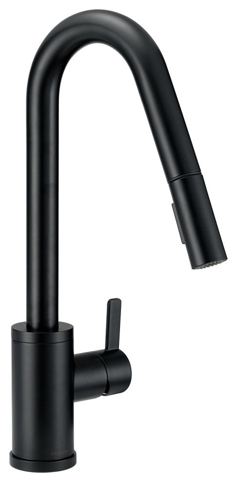 Amalfi Single Handle Pull-Down Kitchen Faucet w/ SnapBack Retraction Satin Black