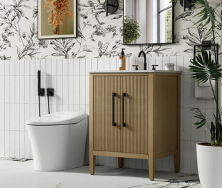 Home Living 24" Single Bathroom Vanity, Linen Oak