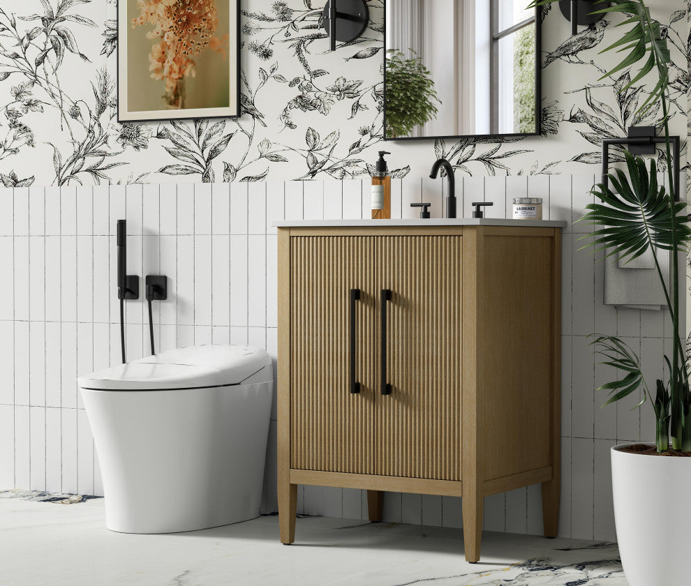 Home Living 24" Single Bathroom Vanity, Linen Oak