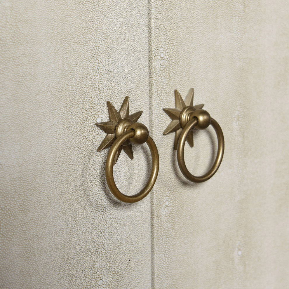 Dann Foley 4 Door Sideboard Ivory Faux Shagreen, Black Veneer Finish