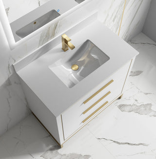 Alma Kathyia Freestanding Bath Vanity, Gold Hardware, 36"