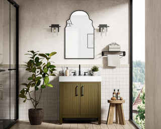 Home Living 30" Single Bathroom Vanity, Chestnut Brown With Backsplash