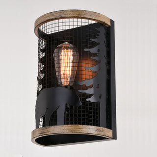 Kodiak 8" Wall Light Black and Burnished Teak