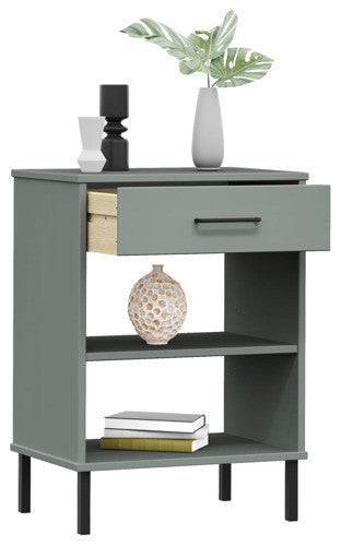 vidaXL Console Cabinet Buffet Table with Metal Legs Gray Solid Wood Pine OSLO