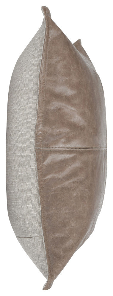 Kosas Home Cheyenne 100% Leather 22" Throw Pillow, Taupe