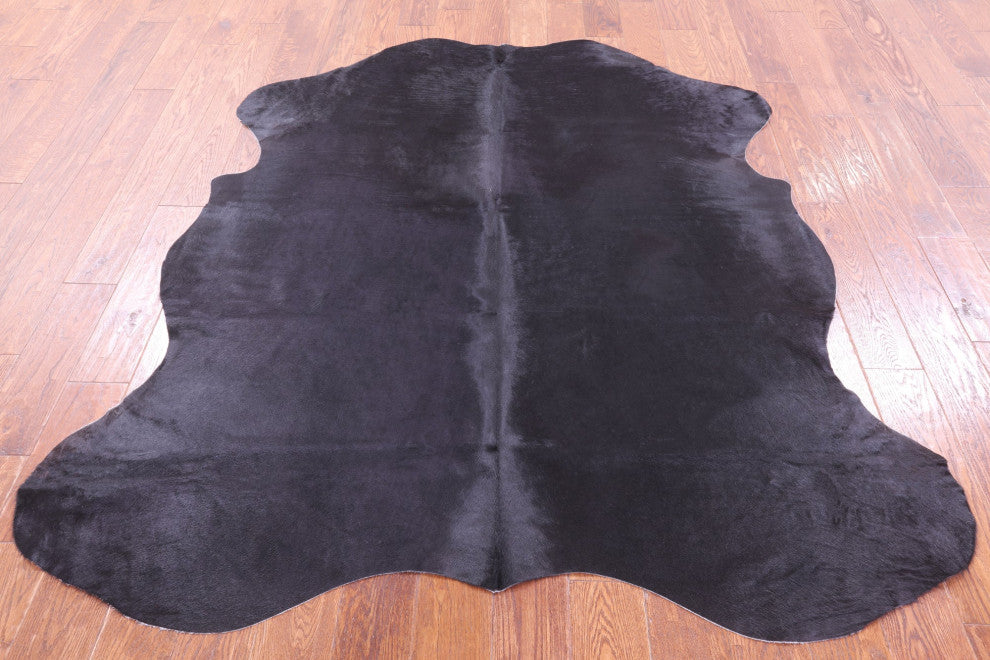 Black Natural Cowhide Rug 6' 6" X 5' 9" C1801
