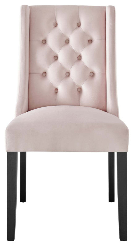 Side Dining Chair, Set of 2, Pink, Velvet, Modern, Cafe Bistro Hospitality