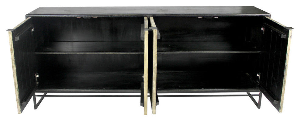 Redondo Ezra 4-Door Solid Wood Sideboard in 2-Tone Brown Finish