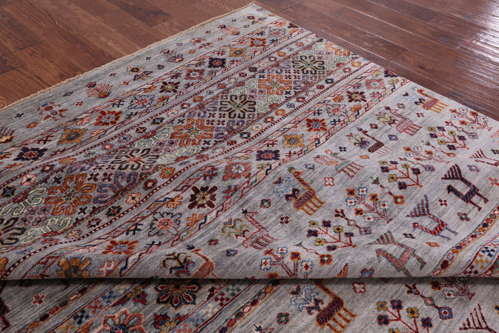 Hand-Knotted Persian Gabbeh Tribal Rug 8' 0" X 9' 9"- Q5502