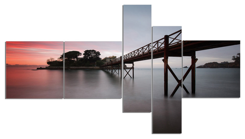 Santa Cruz Island Spain, Seashore Photo Canvas Art Print, 60"x32", 5 panels