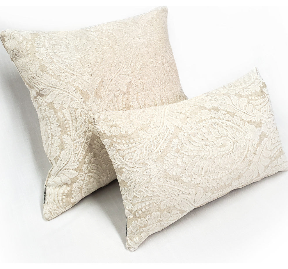 Jacquard Damask in Cream Throw Pillow 12x19