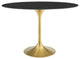Dining Table, Oval, Artificial Marble, Metal, Gold Black, Cafe Bistro Restaurant
