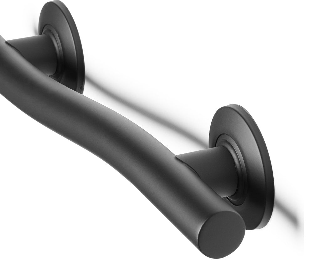Wave Design Shower Grab Bar, Matte Black, 18"