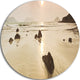 Sunrise Over Rocky Sea Panorama, Modern Seashore Round Wall Art, 38"