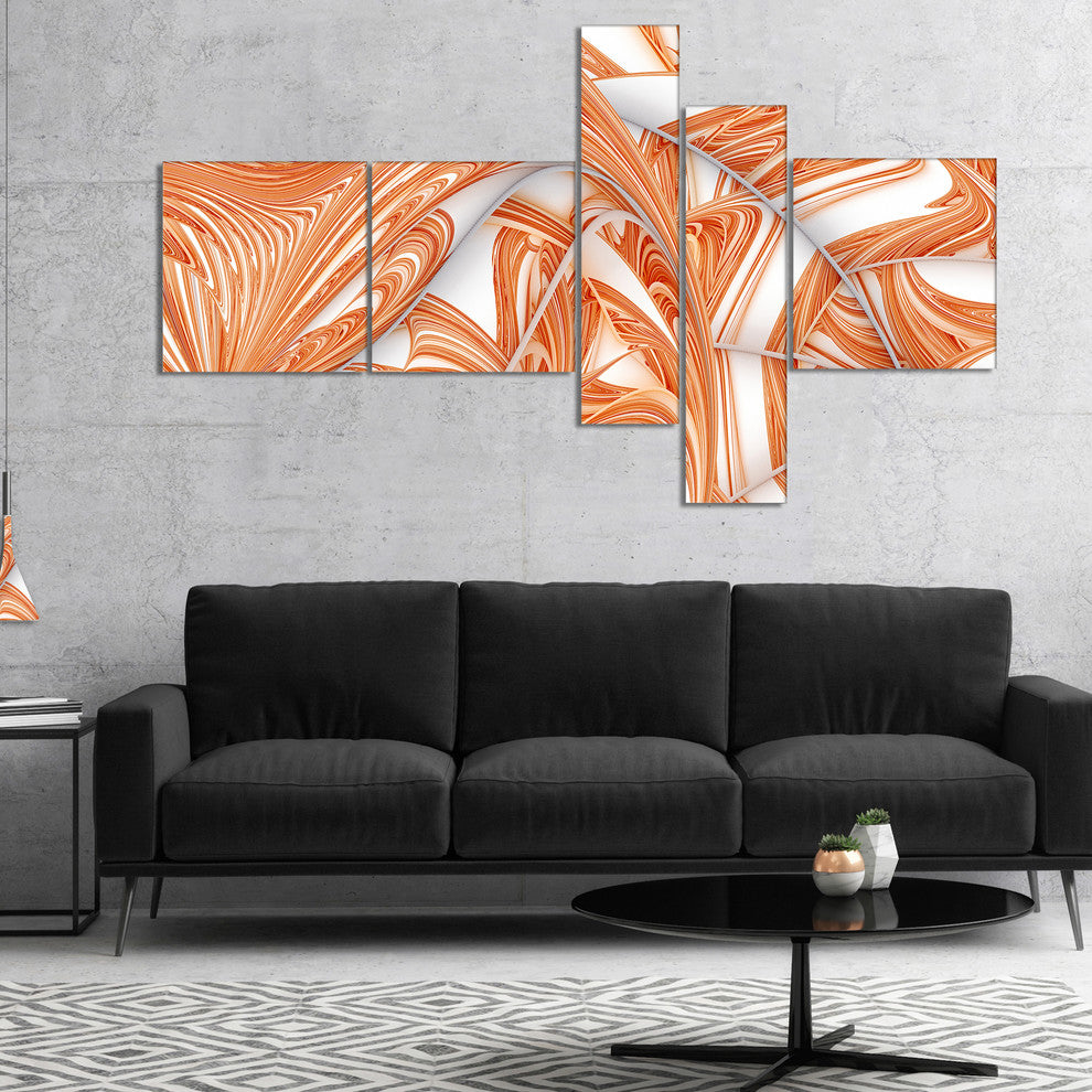 Brown Winter Fractal Pattern, Abstract Art on Canvas, 60"x32", 5 panels