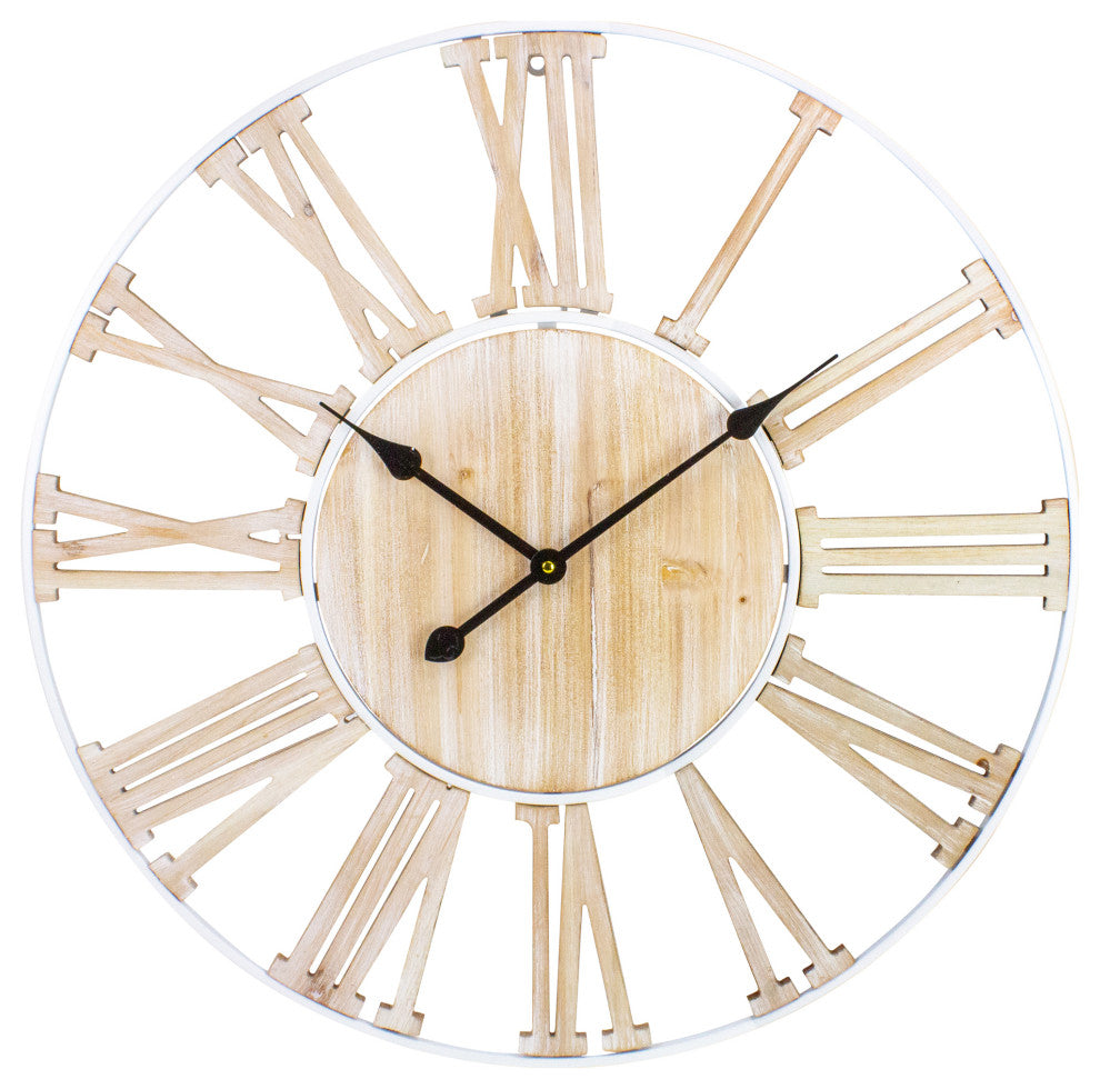 28" Metal Framed Roman Numeral Battery Operated Round Wall Clock