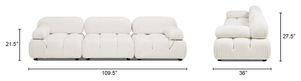 Marcel 109.5" Modular Sofa, Ivory White Boucle