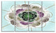 Dark Blue Fractal Flower Pattern, Abstract Wall Art Canvas, 48"x28", 4 Panels