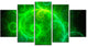 Beautiful Green Pattern on Black, Abstract Wall Art Canvas, 60"x32", 5 Panels