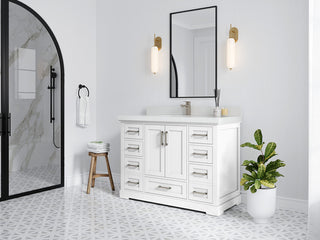 Boston 48 Single Sink Bath Vanity in White 2" White Quartz